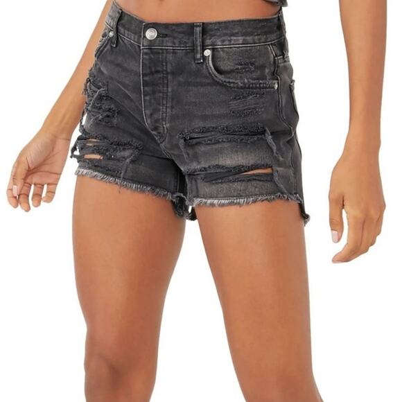 Free People Montero Black Maggie Distressed Shorts Sz 26 NWT - Picture 1 of 13